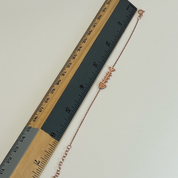 Sunkissed Sterling Silver Cubic Zirconia Fish Bracelet Rose Gold Plating 7" - Picture 10 of 12